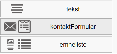 Afsnitstyper: KontaktFormular - Lokaliser KontaktFormular