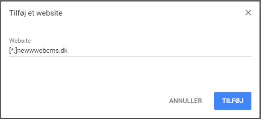 Tillad pop op i Chrome - Tilføj newwwebcms.dk