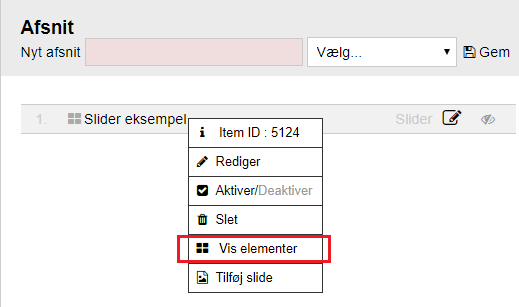 Usynlig tekst i slider - Højreklik og vis emner i slider