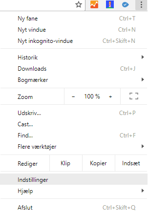 Tillad pop-up i Chrome - Tilgå Indstillinger i Google Chrome