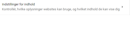 Tillad pop-up i Chrome - Vælg Indstillinger for indhold